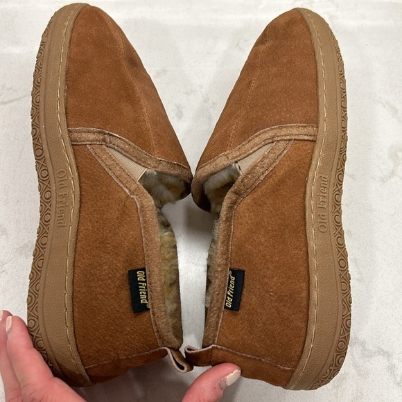 Romeo Genuine Shearling Leather OLD FRIEND Men’s Size 9 Slippers Chestnut - Picture 7 of 16